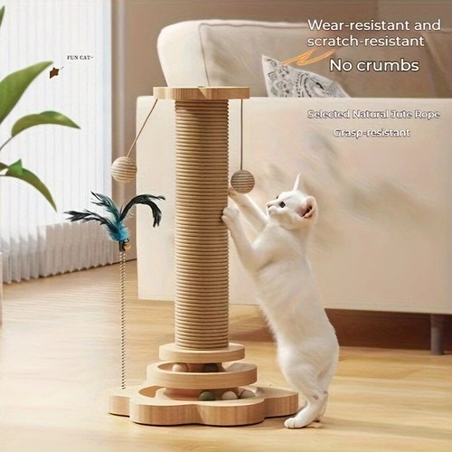 Durable Cat Climbing Tree Tall Sisal Scratching Post with Toy Ball & Spinner - Picture 4 of 8