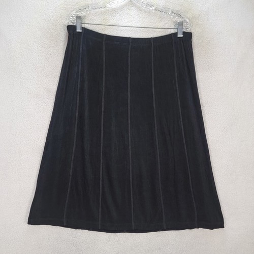 Vintage Chicos Damenrock Größe M schwarz gestreift schräg zum Anziehen Stretch Midi A Line - Bild 9 von 16