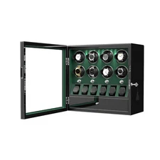 Green Automatic Rotation 8 Watch Winder with 6 Watches Display Storage Box Gift