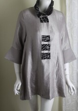 Damee Sz M Modernist Asian Glam Silver Funky Longer Jacket Art-to-wear