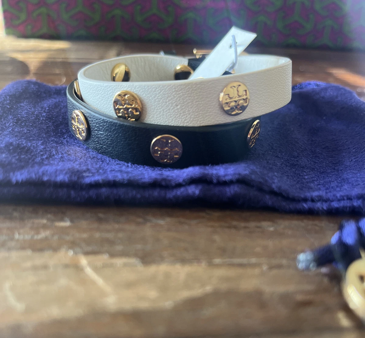 Tory burch double clearance wrap logo bracelet