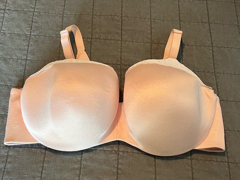 Cacique Bra 44DDD Pink Lace Trim Lightly Lined Balconette Full Coverage NWOT ￼