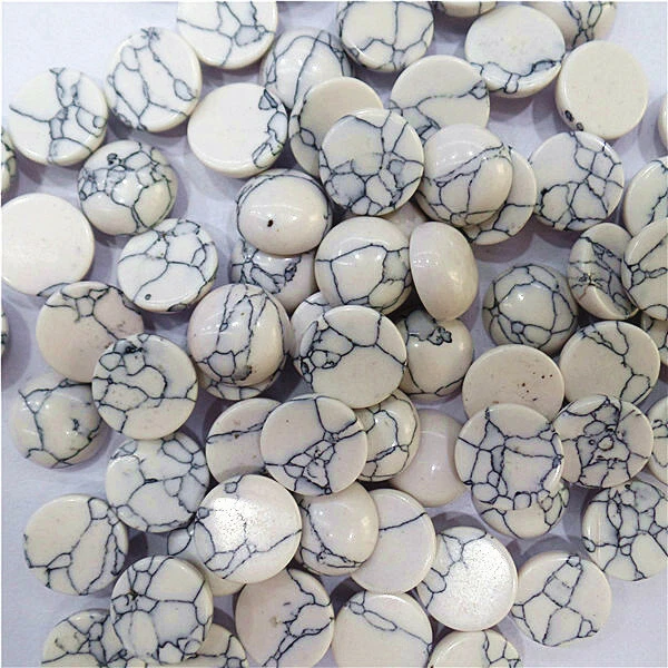 20Pcs 12mm White Line Turquoise Round Cab Cabochon EE222 - Image 2 of 2