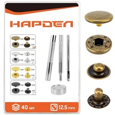 Leather Snaps and Fasteners Kit，12.5mm 40 Sets Metal Snap Buttons with Setter...