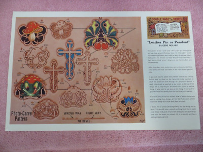 Vtg NOS Tandy Leather Doodle Page of the Month Pattern - Pin or Pendant