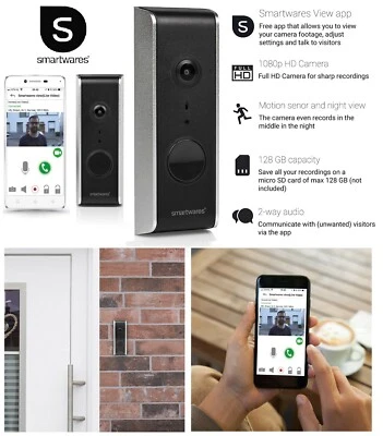 SMARTWARES Türklingel mit Kamera Byron HD WLAN Nachtsicht Video Funkklingel Doorbell NEU