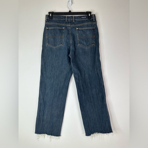 Patagonia Men's Size 32 Straight Denim Jeans Organic Cotton Raw Hem Pockets Blue - Picture 2 of 11