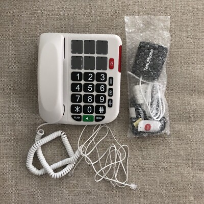 Acenis TerryPhone Landline Telephone Model TP-02 White Big Buttons Open Box