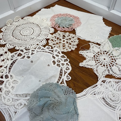 Handmade Crocheted Doily, Doilies Various Sizes, Variegated LOT 10 Vintage Craft