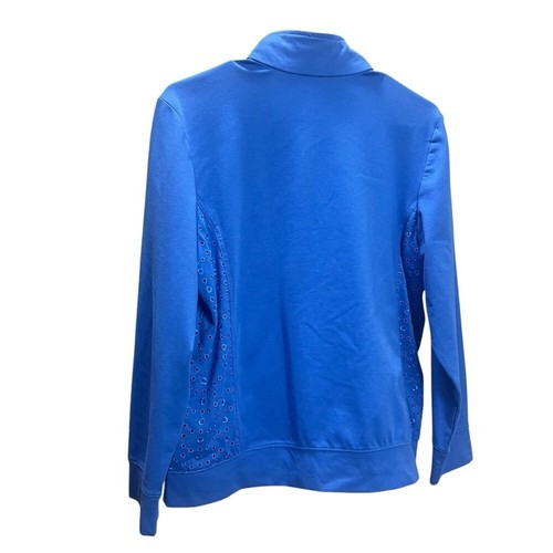 ALIA Women's Blue Jacket Coastal Pattern Zip Up Sweater Cardigan Small Cotton - Picture 2 of 9