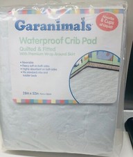 GARANIMALS WATERPROOF CRIB PAD Quilted Fitted 28 x 52 New in Package