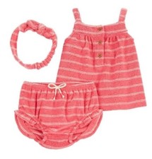 Carter's Baby Girls Terry Tank Top Diaper Cover  Headwrap Set 18 Months NWT