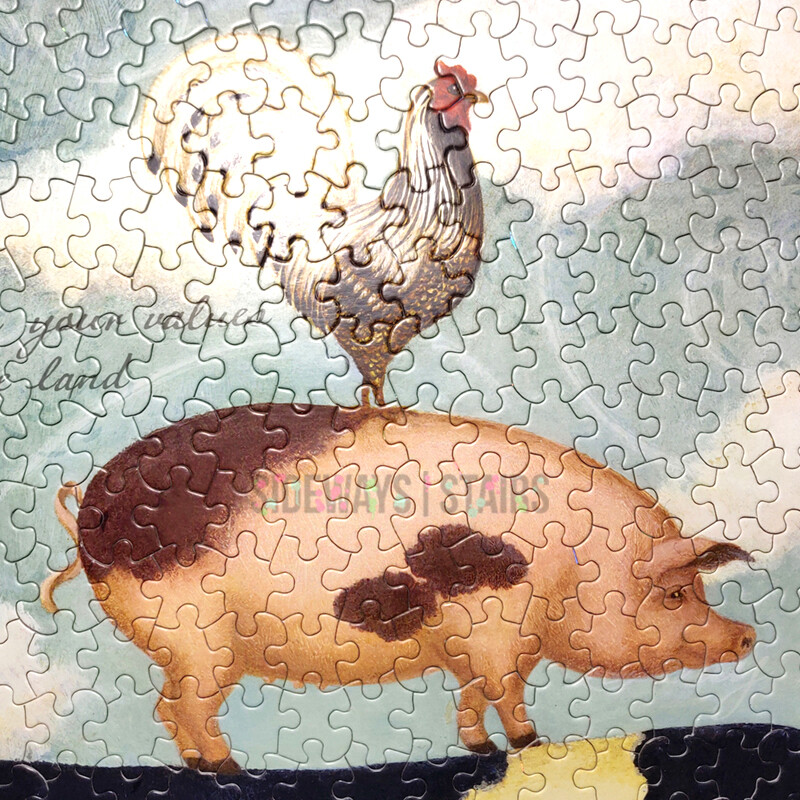 STACKED FARM ANIMAL JIGSAW PUZZLE Hallmark folk art rustic