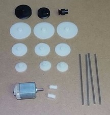 3 VOLT motor gear and pulley kit   2MM shafts for school model projects