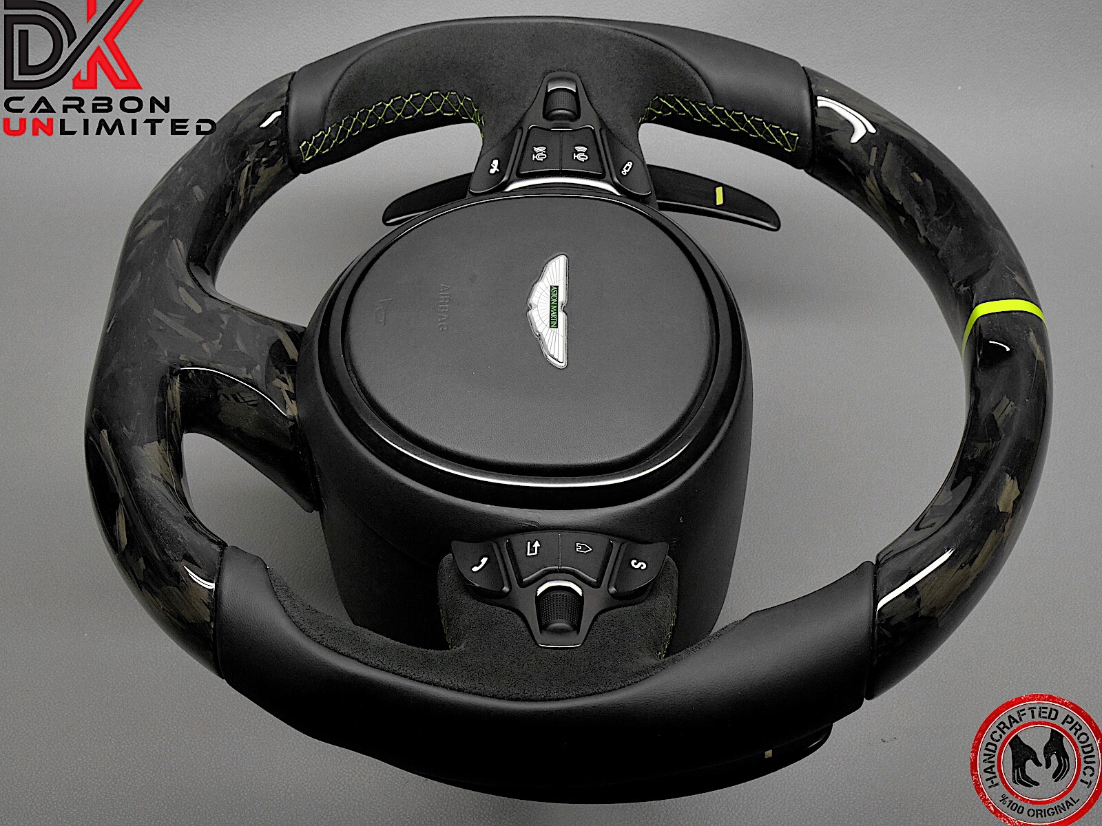 Aston Martin DBS DB11 Vantage AMR Green Ring Gloss Forged Carbon Steering Wheel