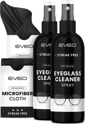 Eyeglass Lens Cleaner Spray Kit: 2 Bottles + 2 Microfiber Cloths, USA Free Ship
