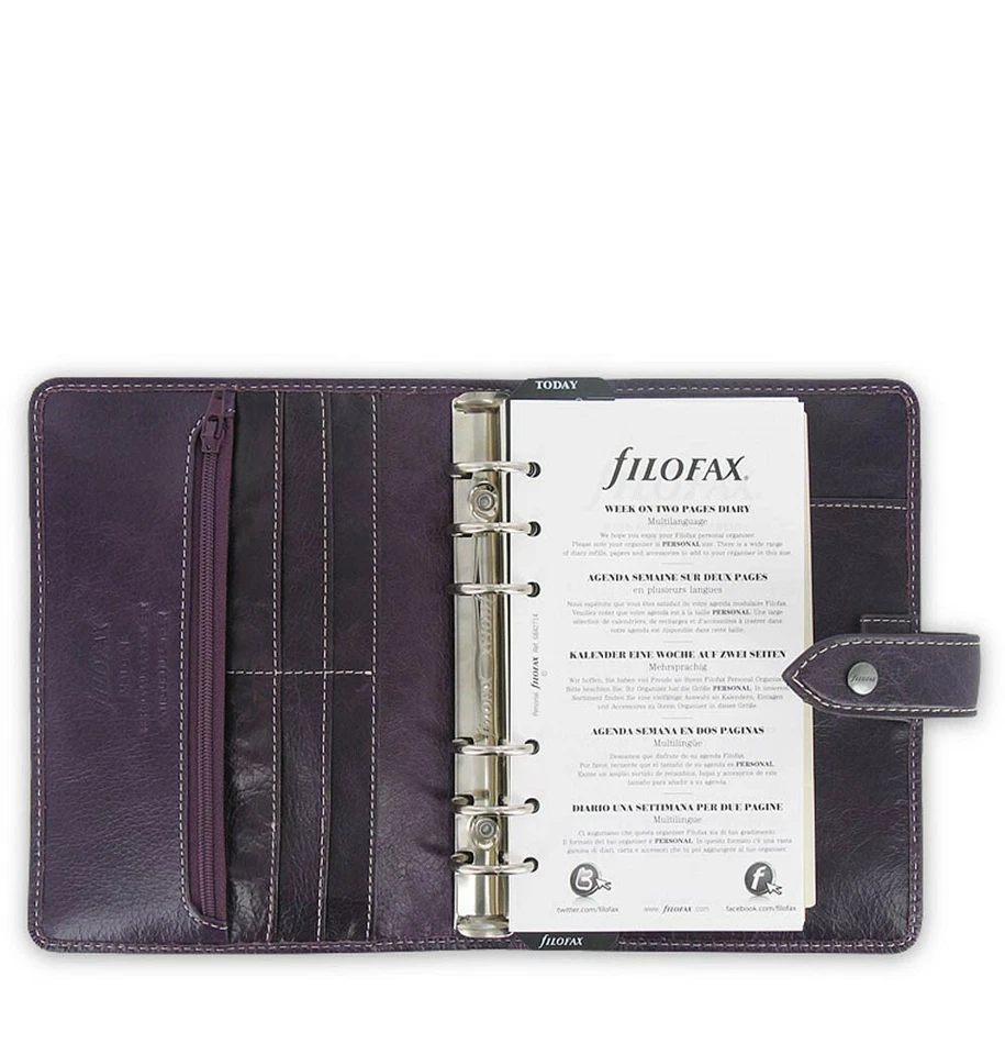 #Filofax Personal Size Malden Organiser Planner Diary Book Purple Leather 025850