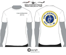 USS Lexington AVT-16 Logo Back Squadron T-Shirt, USN Licensed Product