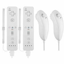 2 Remote Wiimote Nunchuck Controller Set Combo for Nintendo Wii/Wii U  Console