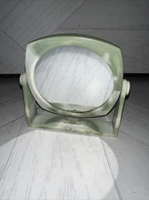 VINTAGE SHAVING/MAKE-UP MIRROR GREEN MARBLE-LIKE PLASTIC MAGNIFYING WALL MOUNT
