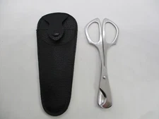 Cigar Cutter/Double Handled Scissor-Type with Black Faux Leather Case