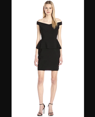 adrianna papell black peplum dress Adrianna Papell Women's Matte Jersey Pintucked Peplum LBD Dress Black 4  Career