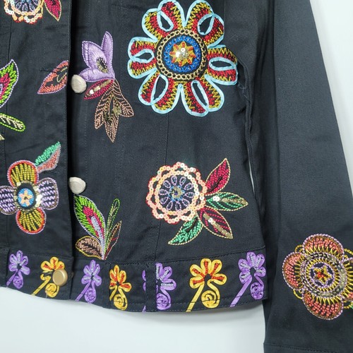 NWT Berek Black Jacket Embroidered Beading & Sequins Petite Medium - Picture 4 of 8