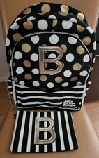 Justice Backpack Initial B Black White Gold P...