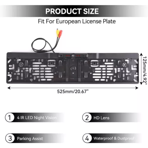 Auto Rückfahrkamera Kennzeichen LED 170° IR Einparkhilfe Nummernschild Halter DE - Bild 14 von 16