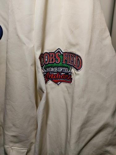 Rare Vintage Cleveland Indians Windbreaker Pullover Jacket Size Large White MLB - Picture 3 of 11