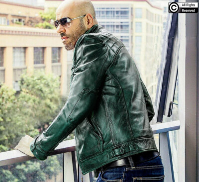 Gearswears Men's Green Leather Jacket - Classic Style, Genuine