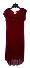 NEW AGB Embellished Ruffled Sleeve & Hem Chiffon Dress Sz 8 Red 0322L03 Women’s