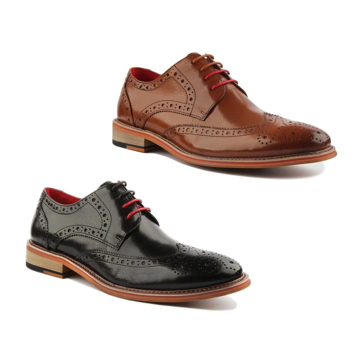 Justin Reece England Dover Mens Leather Brogue Shoes In Brown Size Uk 6 14