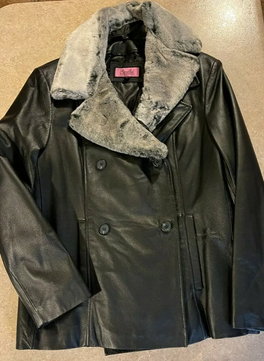 Excelled collection shop leather coat