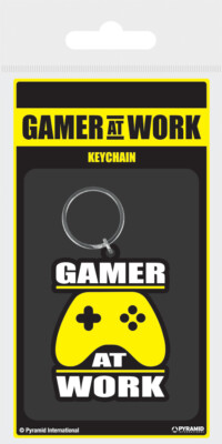 Gummi Schlüsselanhänger GAMER AT WORK - Joypad  Rubber Keyring NEU RK38873