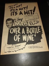 Tony Martin Over A Bottle Of Wine Rare Original Promo Poster Ad Framed!