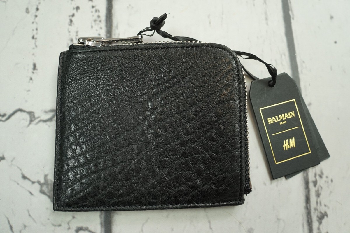 BALMAIN x H&M Wallet in Grained Leather Black - BRAND NEW