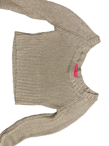 Juicy Couture Metallic Knit Sweater Size P Gold Shimmer Cropped Pullover - Picture 2 of 5
