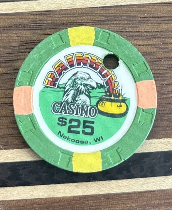 Rainbow Casino Nekoosa, Wisconsin $25 Gaming Poker Casino Chip Drilled - Image 2 of 2