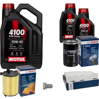 BOSCH Inspektionspaket 7 L MOTUL 4100 SYN-nergy SPEC 10W40 für VW Audi Golf Plus