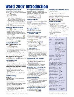 Microsoft Word 2007 Introduction Quick Reference Guide (Cheat Sheet of In - GOOD
