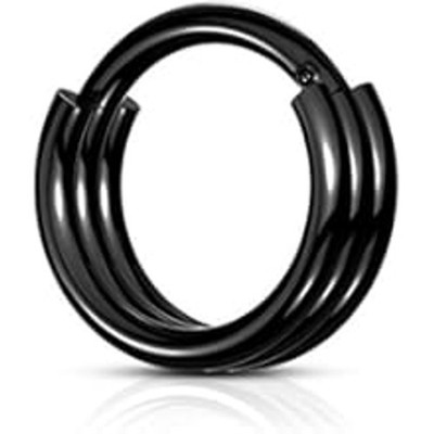 Ring Dreireiher Clicker Piercing 1,2mm Schwarz Septum Nasenpiercing Männer Frau