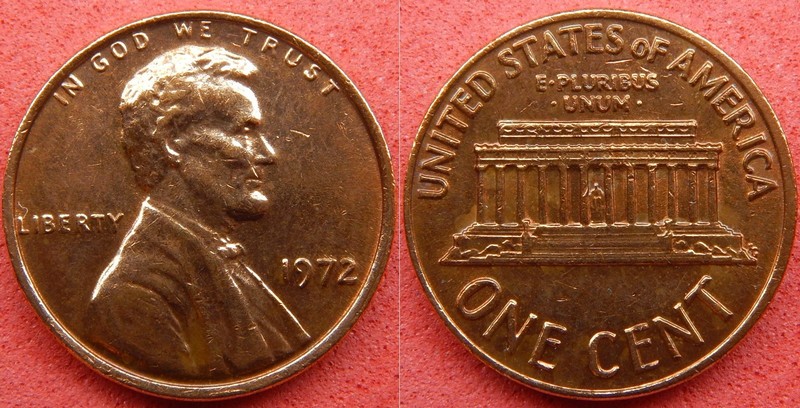 1972 Lincoln Memorial  Cent / Penny / DDO / AU