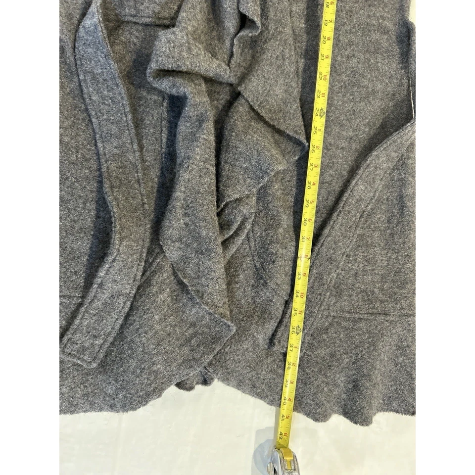 Fenn Wright Manson Womens Sweater Coat Cardigan XL Gray Wool Blend Wrap Ruffled - Image 4 of 4