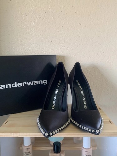Alexander Wang Rie Crystal Satin Black Pumps Heels