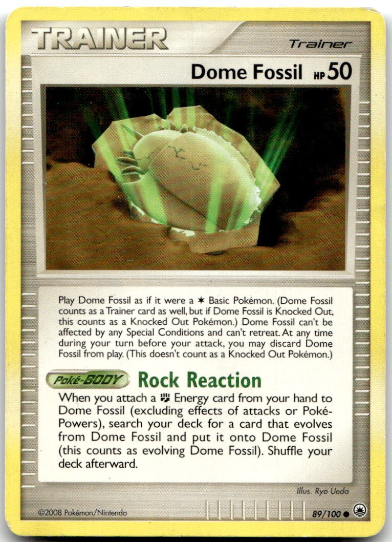 Dome Fossil 89/100 Common Majestic Dawn Pokemon Damaged