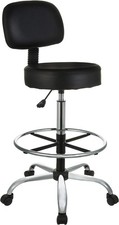 Multi-Purpose Adjustable Drafting Spa Bar Stool with Sturdy Foot Rest, Back