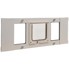 Aluminum Adjustable Pet Door for Sash Windows 27-32" Wide Cat Flap Pet Door