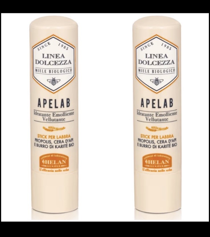 Helan Linea Dolcezza - Apelab Lip Balm in Stick with Shea Butter, Beeswax 2 Pack
