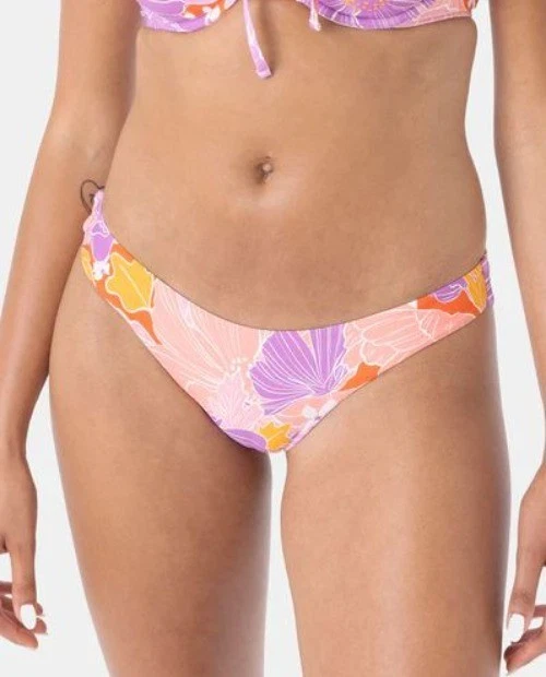 NUEVO Conjunto de bikini floral pequeño Roxy para mujer rosa púrpura traje de baño Foto 3 de 4